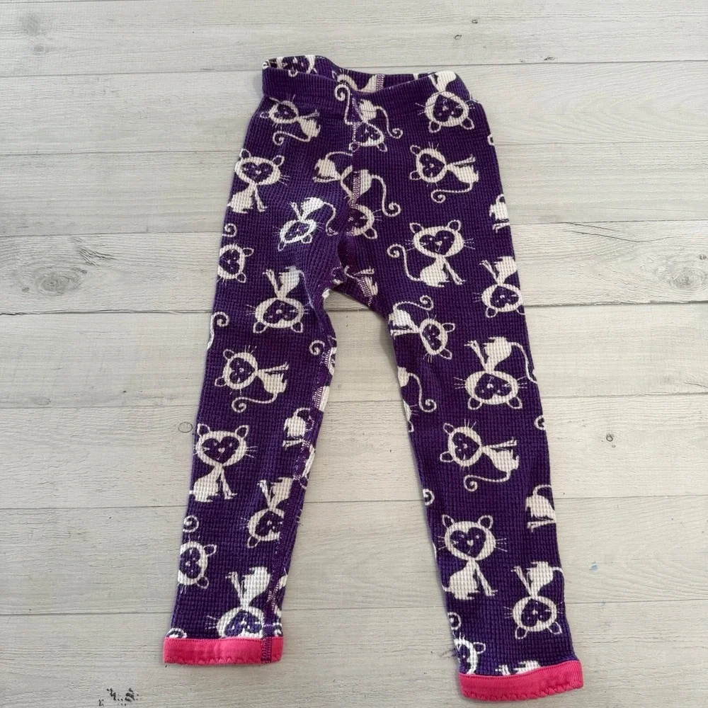 Hanna‎ Andersson purple ribbed cat pajamas 90/3